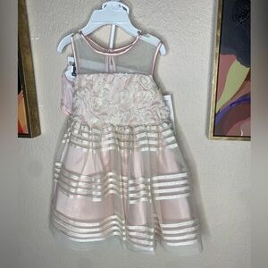 Rare Editions Blush Pink and Cream Sleeveless Sundress for Wedding Guest